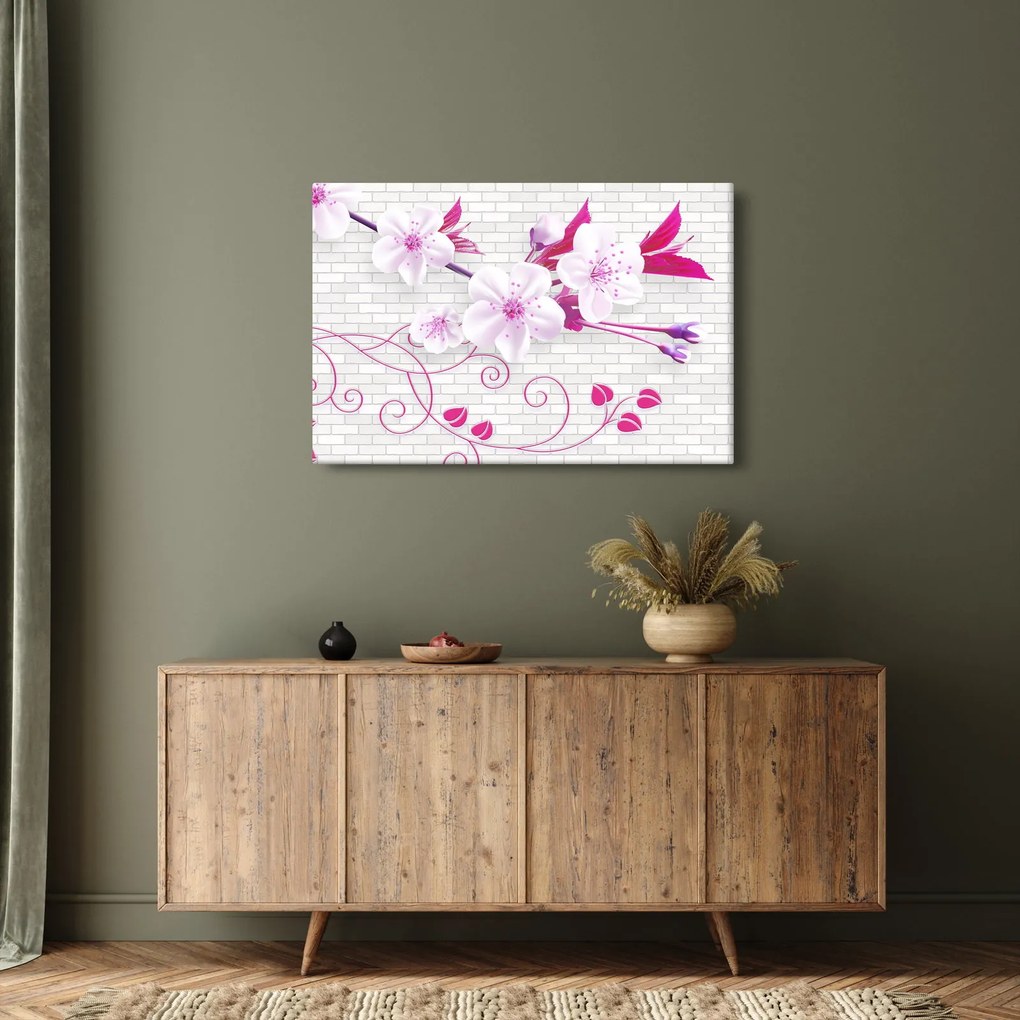 Virággal ellátott gally képe (90x60 cm)