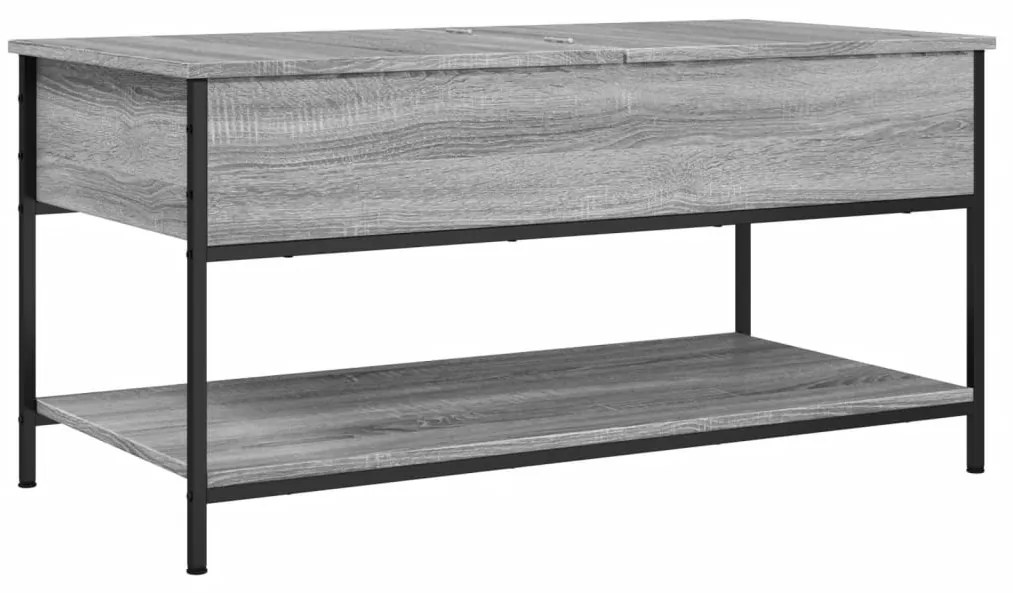 Szürke sonoma szerelt fa és fém dohányzóasztal 100 x 50 x 50 cm