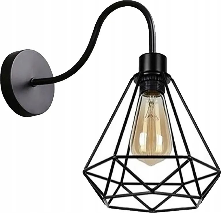 Fali lámpa Led Loft drót fali lámpa Edison fekete E27