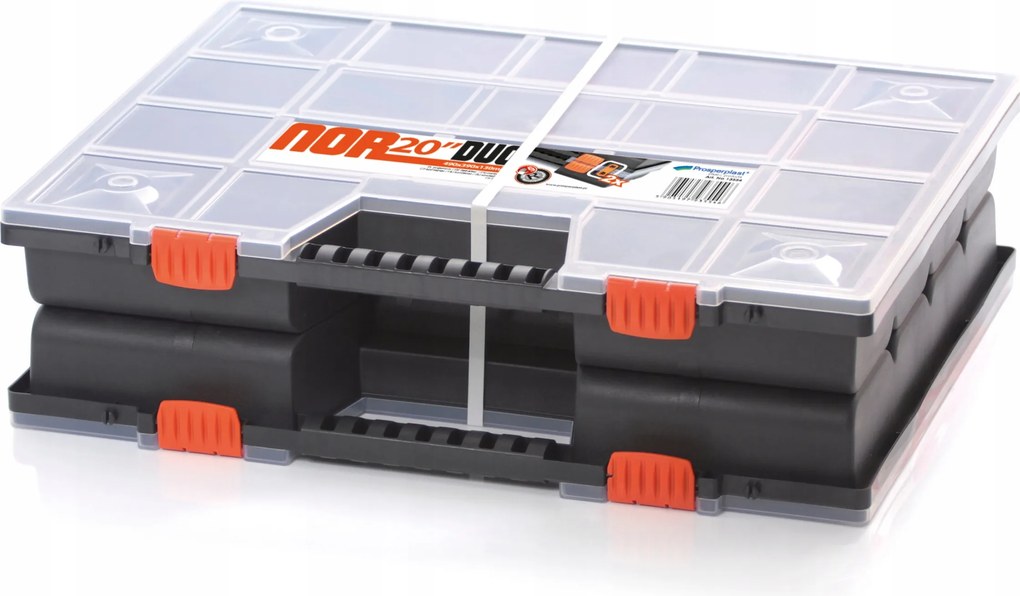 Dupla rendszerező fedővel 49x39x13 cm Fekete