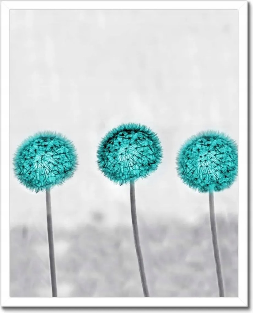 Poszter keretben 40x50 Türkiz pitypang virág