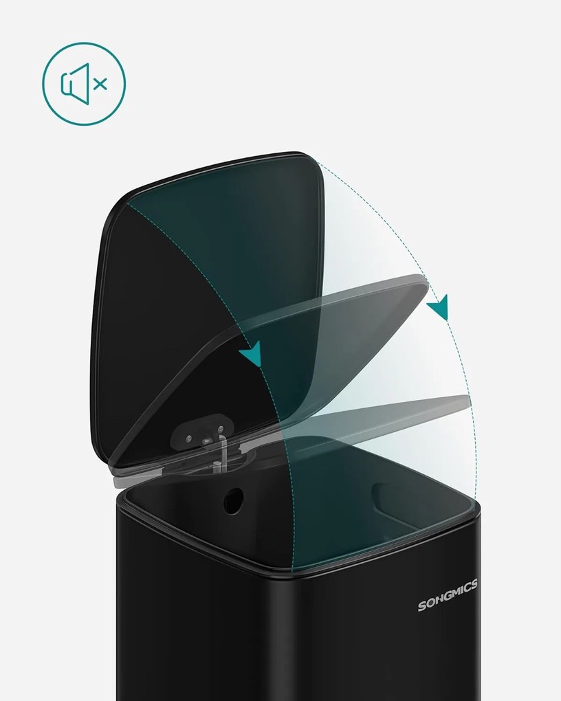 30 literes konyhai szemetes, belső vödörrel, fekete színben