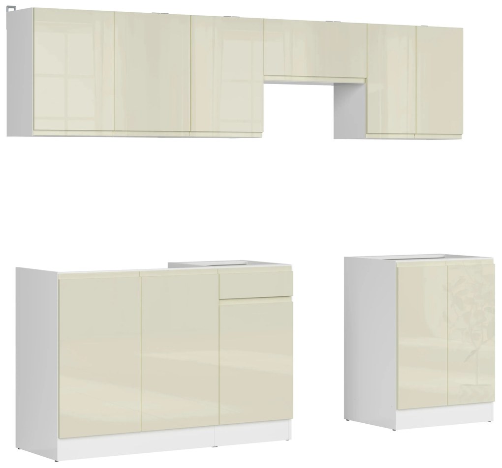 Konyhabútor 240 cm Junona Line (fényes vanília + fehér). 1098517