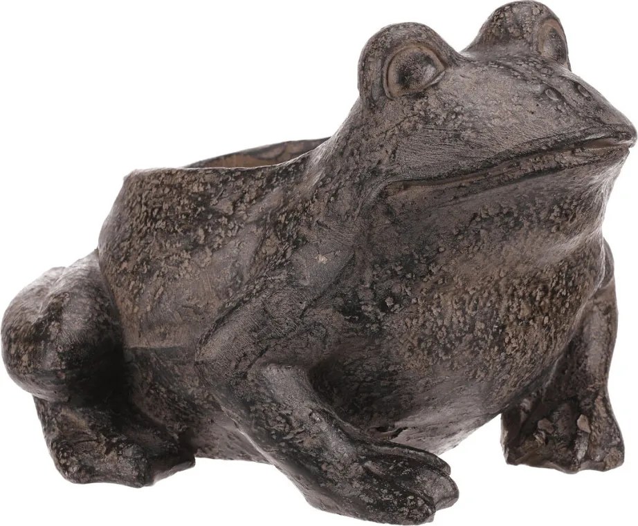Magnézium virágtartó béka formában fémhatású bézs-szürke