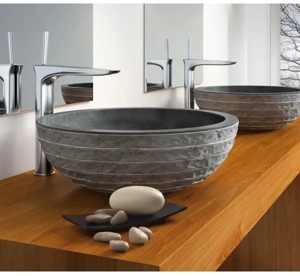 Bathco 00317 - PUKET ráültethető mosdó, Ø 45 cm, kőszínű/szürke