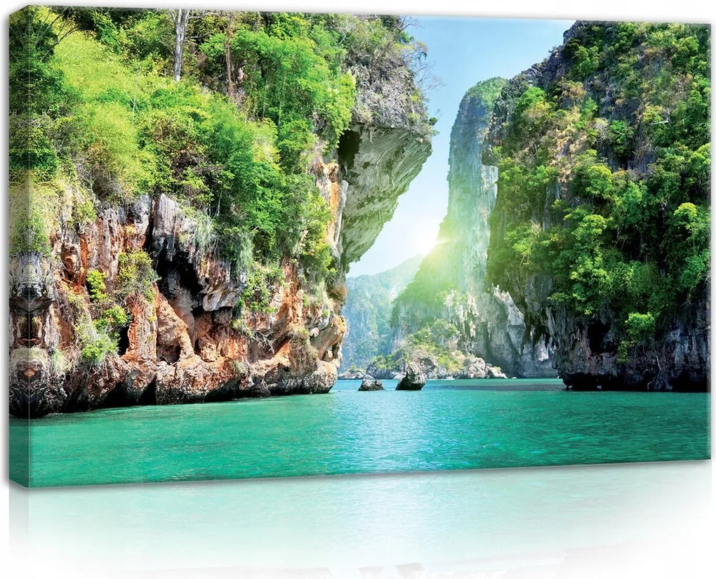 Vászonkép 70x50 Trópusok öböl sziklák tenger nap egzotikus természet nyugalom paradicsom