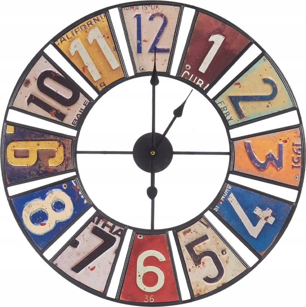 Falióra Függő Nagy Színes Fém Ø 60 cm Falióra