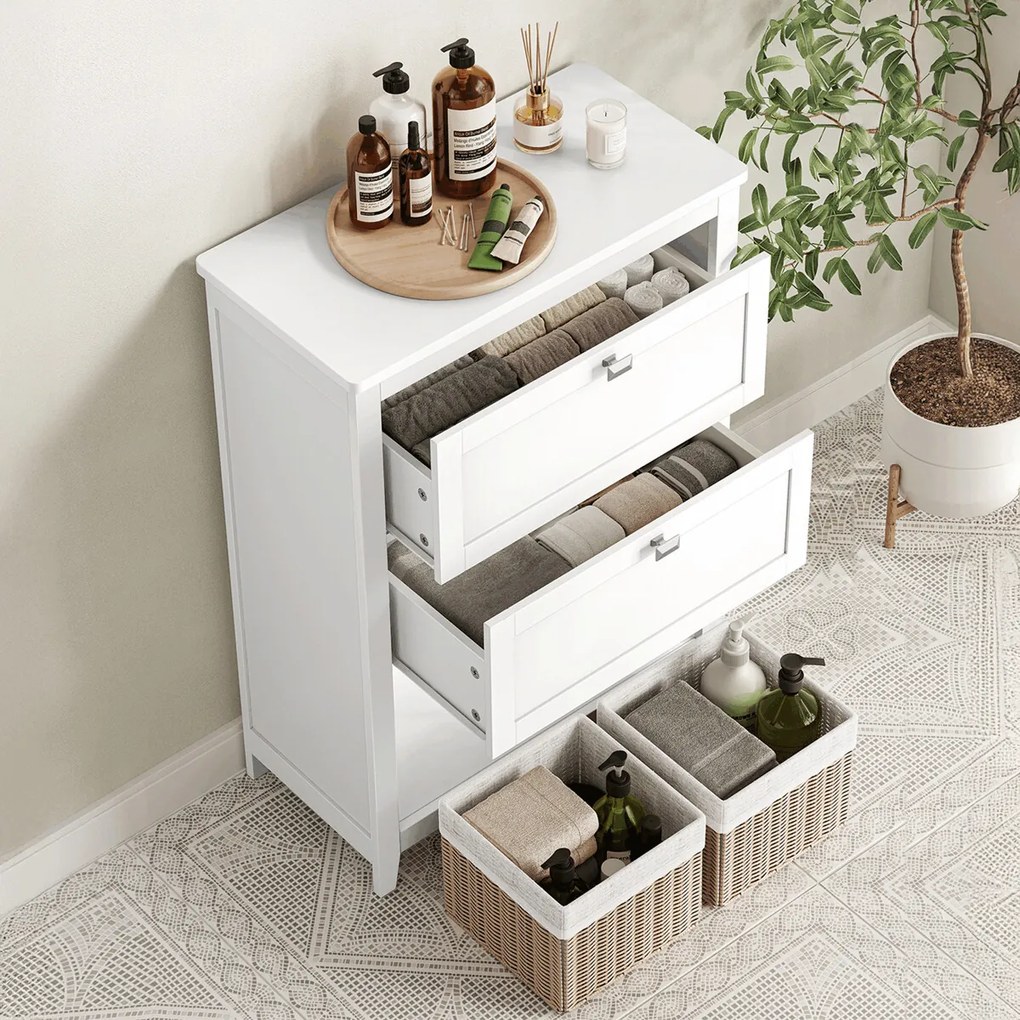 Fürdőszobai szekrény 60 × 30 × 80 cm MDF fehér AUK-E1054 WT