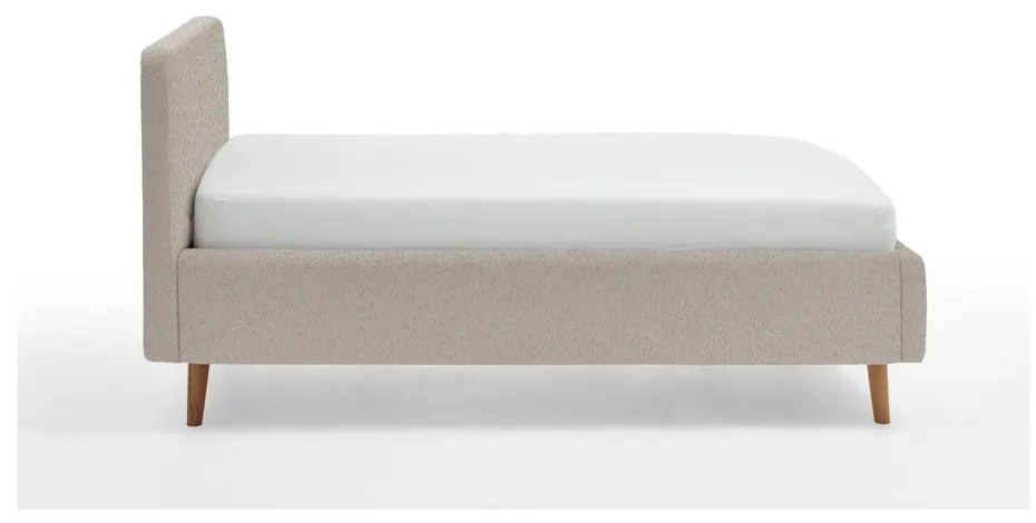 Bézs kárpitozott ágyneműtartós franciaágy ágyráccsal 140x200 cm Mattis – Meise Möbel