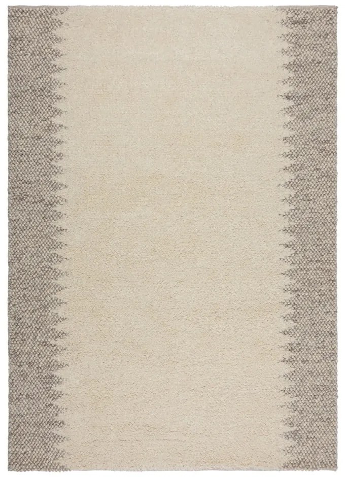 Krémszínű kézi szövésű gyapjúkeverék szőnyeg 80x150 cm Minerals Border – Flair Rugs