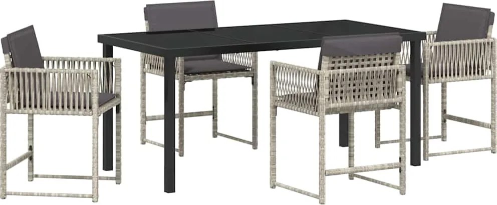 vidaXL Kert étkező szett 5 pcs Világosszürke polirattan