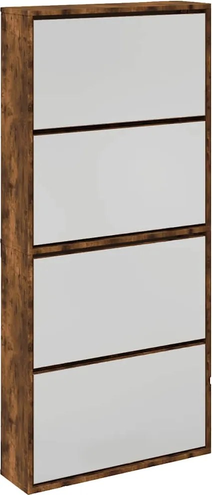 vidaXL füstös tölgy 4 szintes cipőszekrény tükörrel 63 x 17 x 134 cm