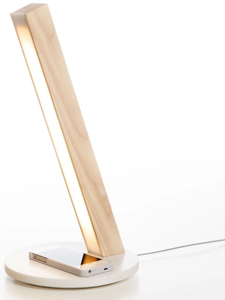 Asztali lámpa LED40, 400 mm, többféle változat - TUNTO Modell: tölgy, feketére pácolt, QI vezeték nélküli technológia