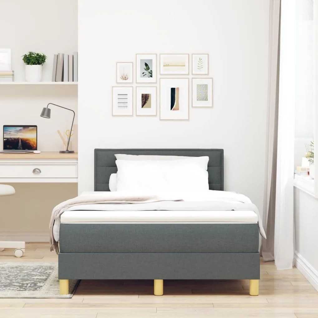 Box Spring Ágy Matraccal Sötétszürke 120x190 cm Szövet