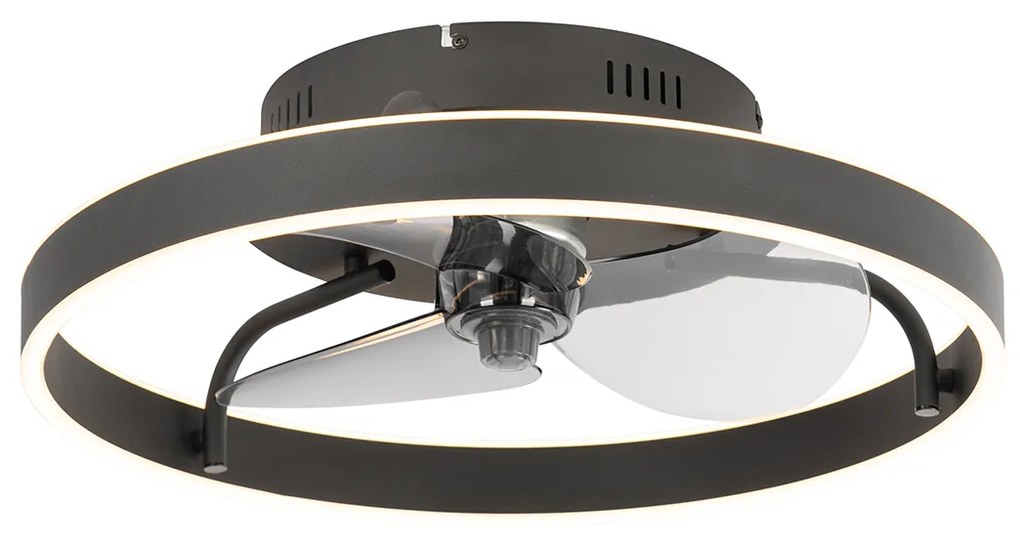 Fekete mennyezeti ventilátor LED-del és távirányítóval - Maddy