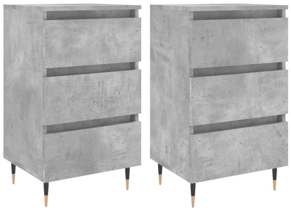 2 db betonszürke szerelt fa éjjeliszekrény 40x35x69 cm