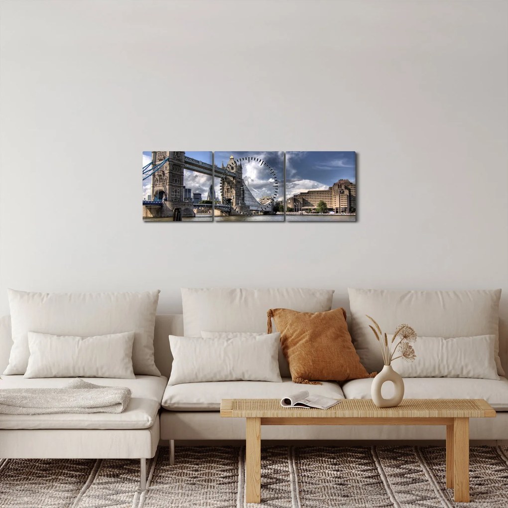 Kép - Tower Bridge Londonban (órával) (90x30 cm)