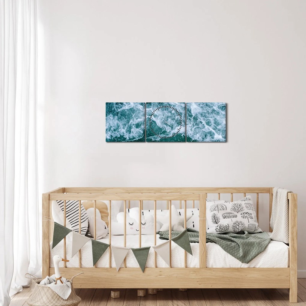 Kép - Óceáni hullámok (órával) (90x30 cm)