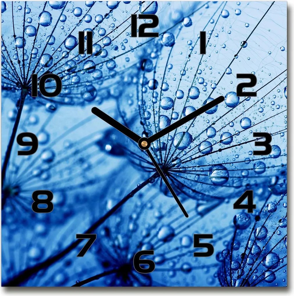 Négyzet alakú üveg falióra Pitypang mag 30x30