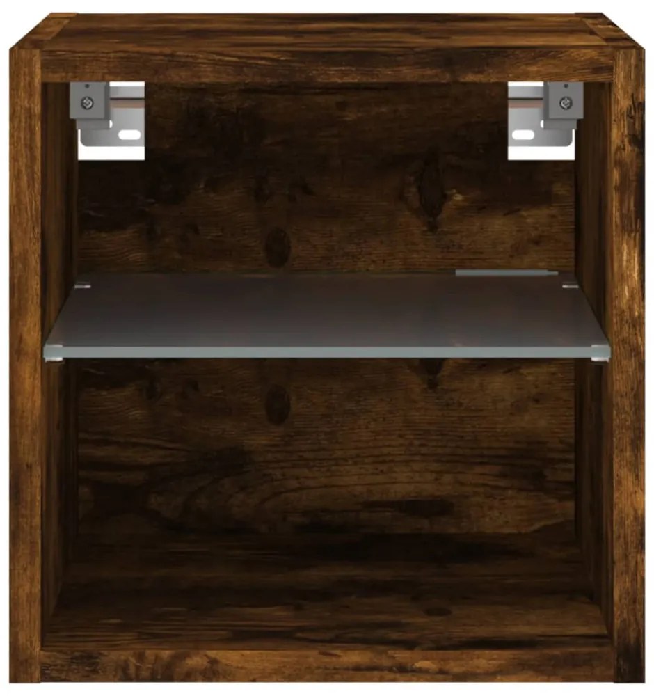 2 db füstös tölgy fali TV-szekrény LED-ekkel 30 x 28,5 x 30 cm
