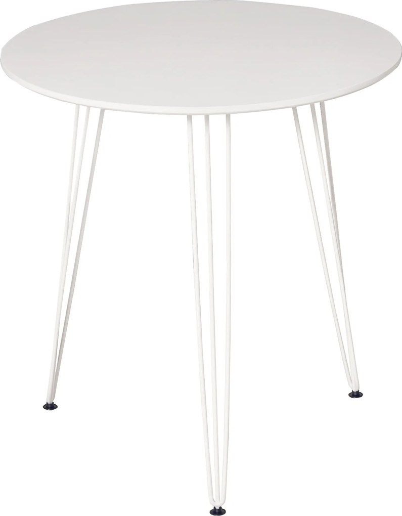 HOMCOM Kerek Étkezőasztal Nordic Modern Stílusú Fém Hajlított Lábakkal Konyhába, Nappaliba, Kávézóba, Bárba Ø70x75 cm Fehér | Aosom