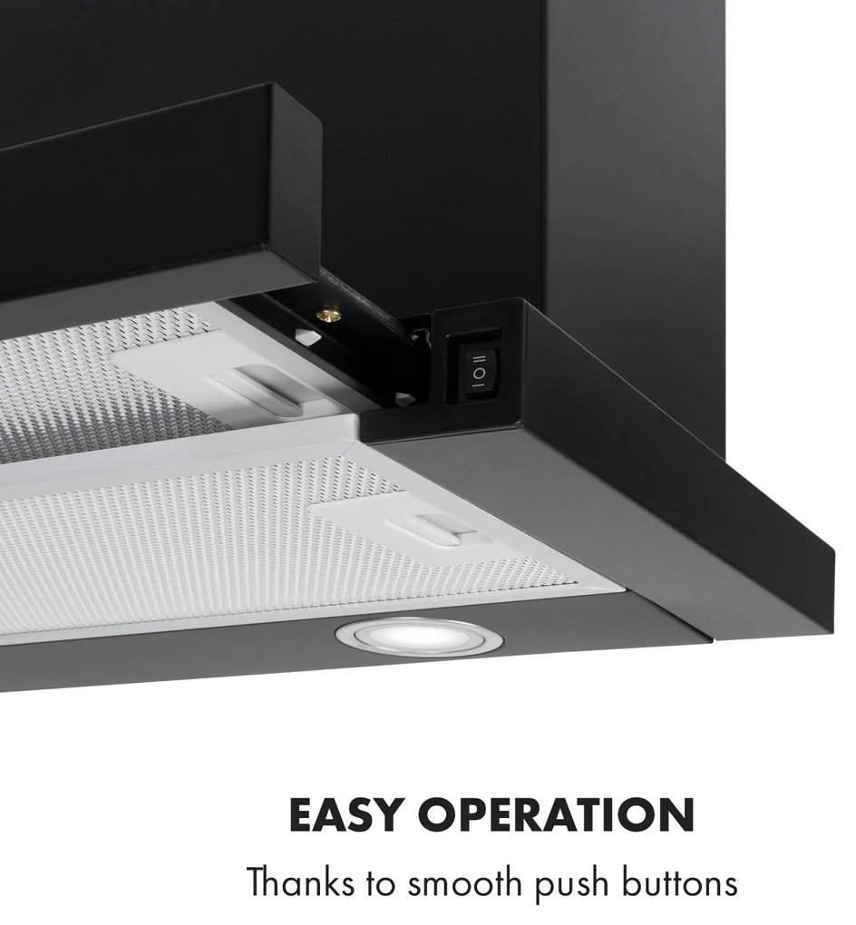 Klarstein Mariana 60, kihúzható páraelszívó, 60 cm, 500 m³/ó, elszívás, LED, fekete