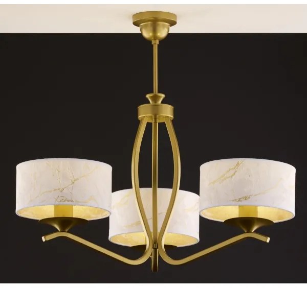 Jupiter 2109 - Csillár rúdon KASZMIR 3xE27/15W/230V fehér/arany/márvány dekor