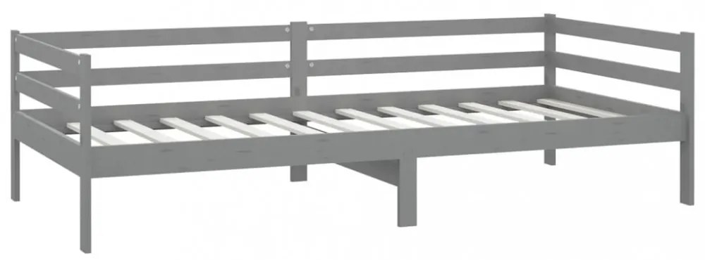 szürke tömör fenyőfa dívány matraccal 90 x 200 cm