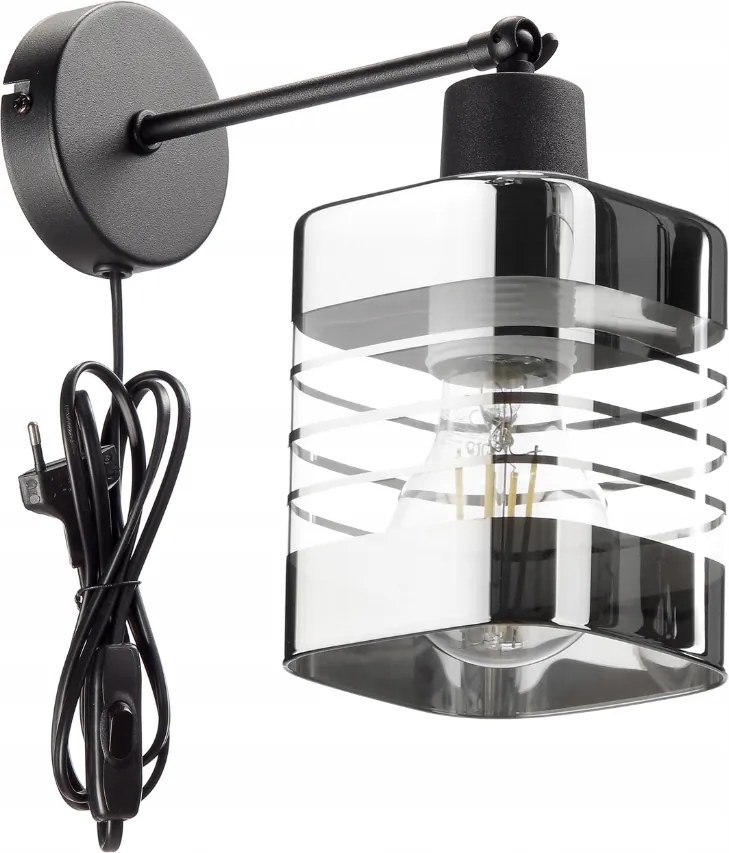 Fali Lámpa Üveg Lámpabúra Krómozott E27 Foglalat