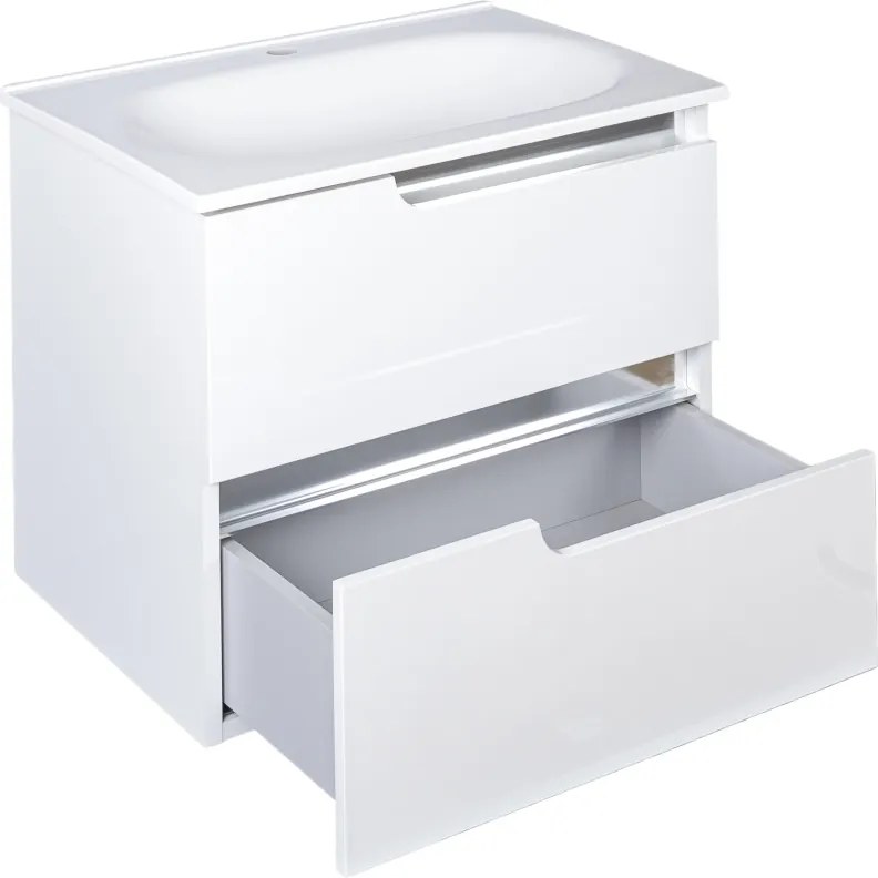 Piramida EURIDIKA fali fürdőszobabútor - műmárvány mosdóval -2 fiókos - 65 x 48 x 53 cm