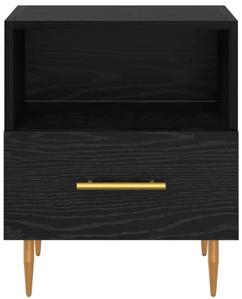 Éjjeli asztal fiókkal 2 pcs Fekete 40 x 35 x 47.5 cm Faanyag