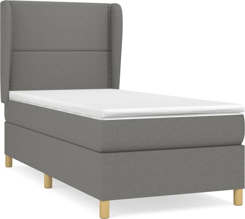 vidaXL sötétszürke szövet rugós ágy matraccal 90 x 200 cm