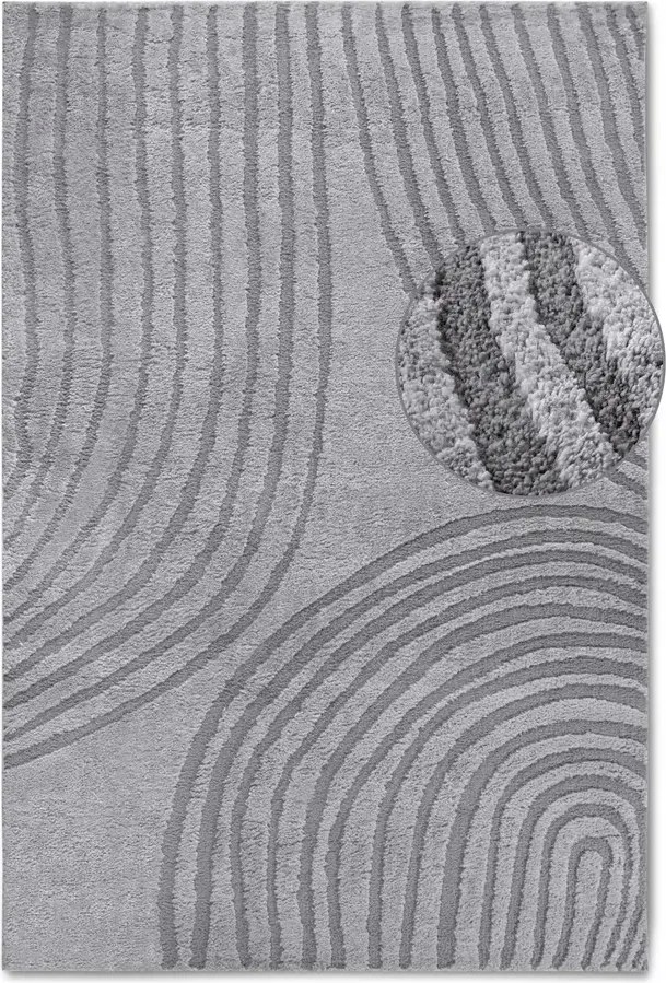 Plüss szőnyeg nappaliba 80x120cm, szürke modern 3D minta