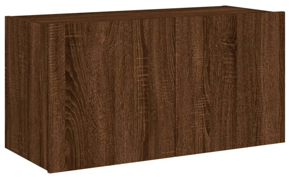 barna tölgyszínű fali TV-szekrény LED-del 80x35x41 cm