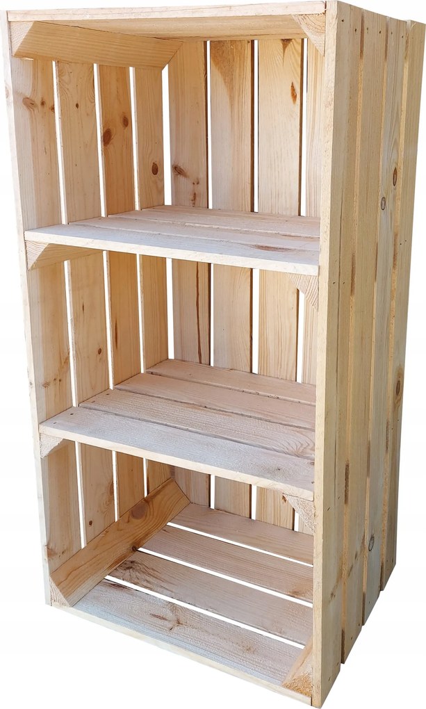 Fa Rendező 2 Polccal, Természetes Fa Doboz, 75x40x30 cm