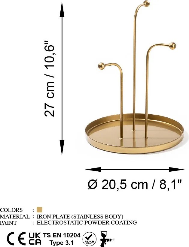 Dísztárgy, arany, Ø20,5 cm – TR247HFM1114
