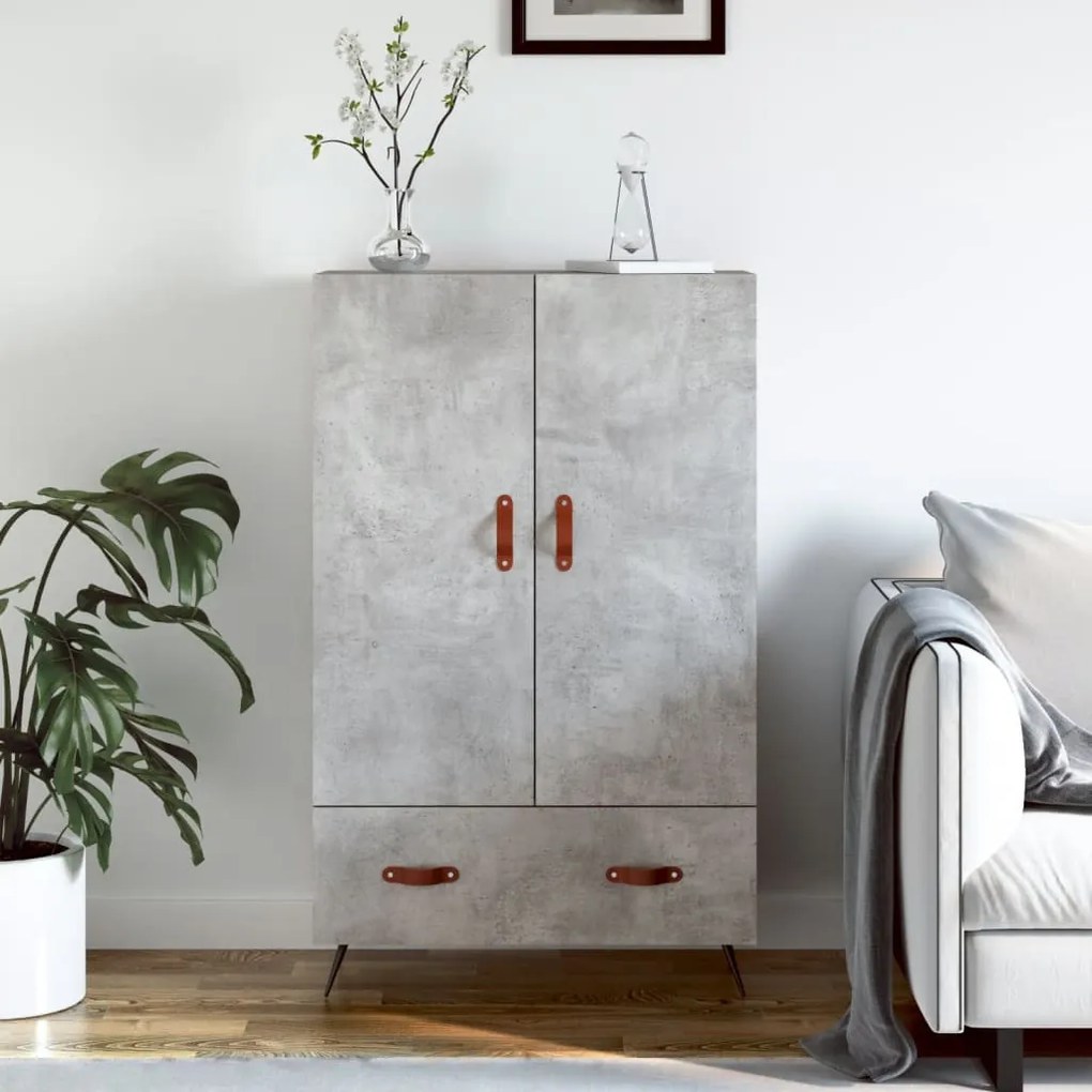 betonszürke szerelt fa magasszekrény 69,5 x 31 x 115 cm