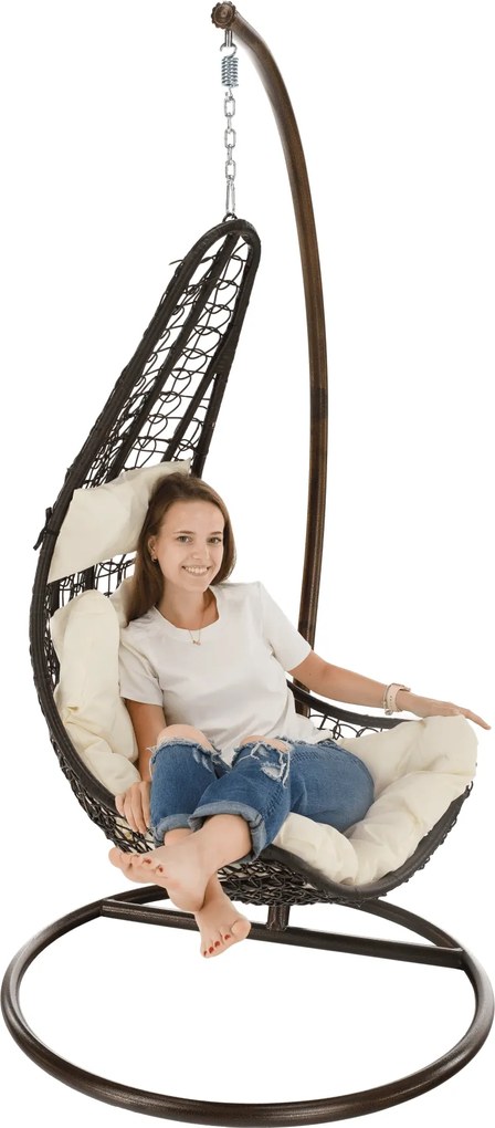 Függő fotel, barna / krém, KALEA 2 NEW