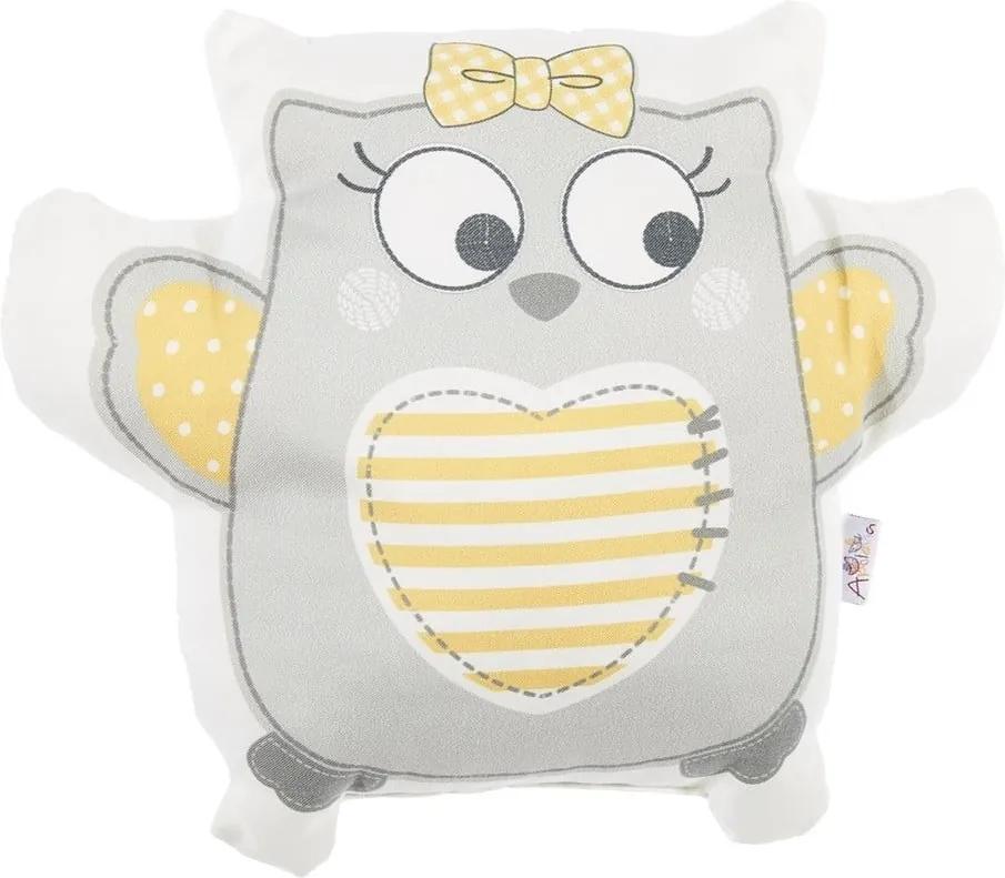 Pillow Toy Owl szürke pamut keverék gyerekpárna, 32 x 26 cm - Mike & Co. NEW YORK