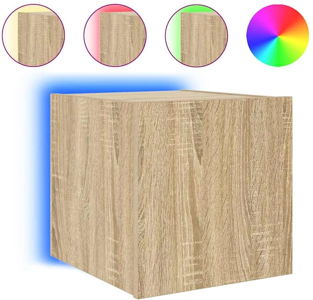 vidaXL sonoma tölgy színű fali TV-szekrény LED-ekkel 30,5x35x30 cm