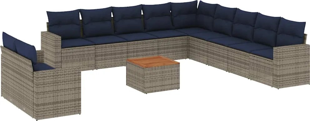 vidaXL 12 részes szürke polyrattan kerti ülőgarnitúra párnákkal