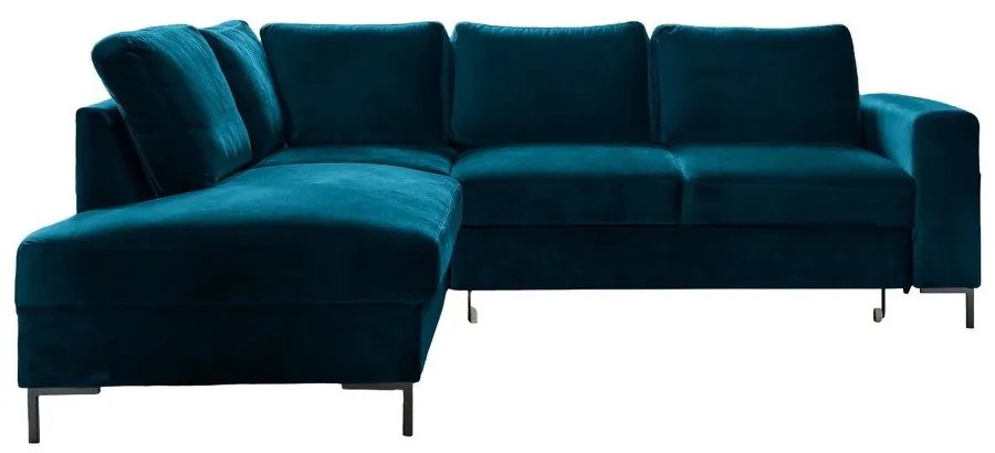 Türkiz bársony kinyitható sarokkanapé (bal oldali) Lofty Lilly – Miuform