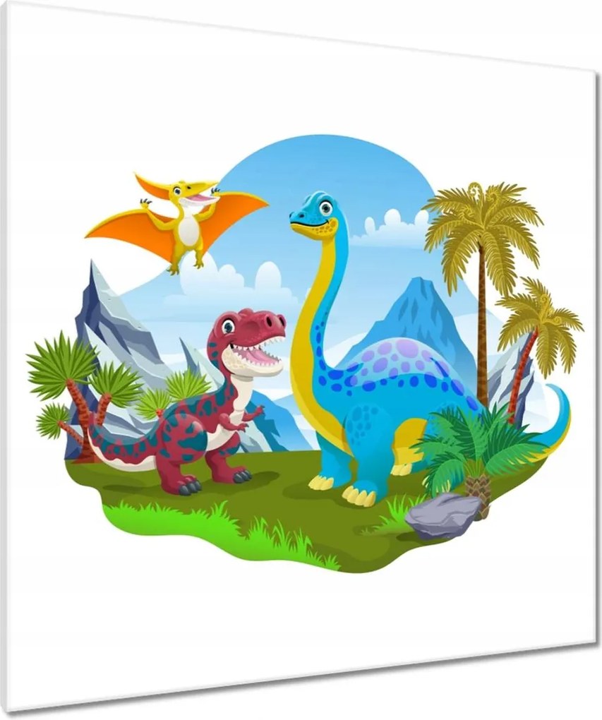 Vászonkép 90x90 Mosolygó dinoszauruszok