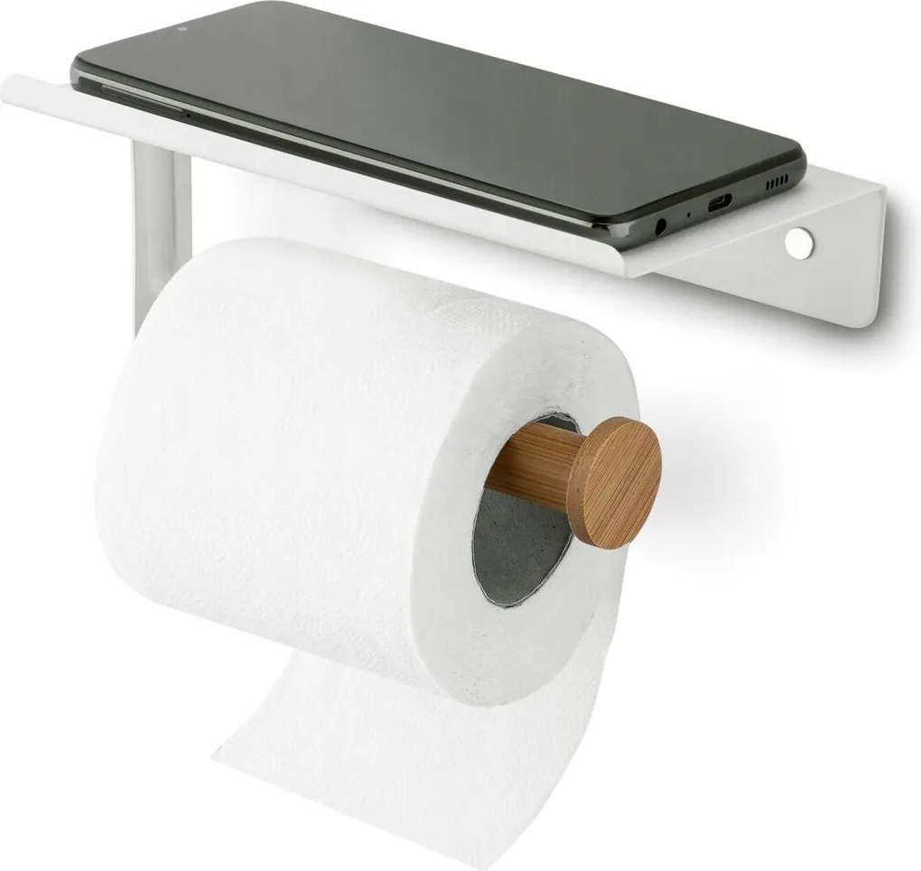 WC-papír tartó polccal, fehér