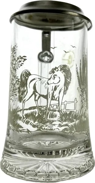 Söröspohár, fél literes, 0,4 l-es, fém fedéllel, fehér