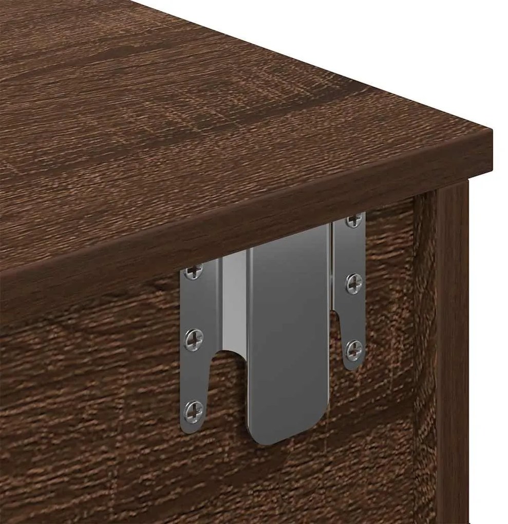 barna tölgy szerelt fa falipolc fiókokkal 100 x 37,5 x 19 cm