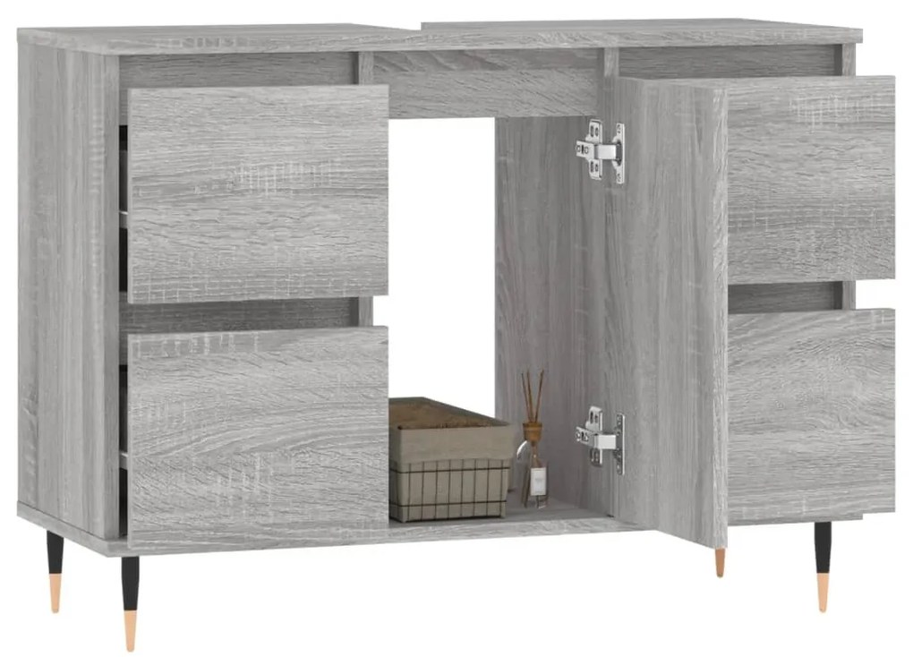 Szürke sonoma színű szerelt fa mosdószekrény 80 x 33 x 60 cm