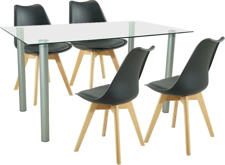 Midori 4+1 étkező garnitúra fekete