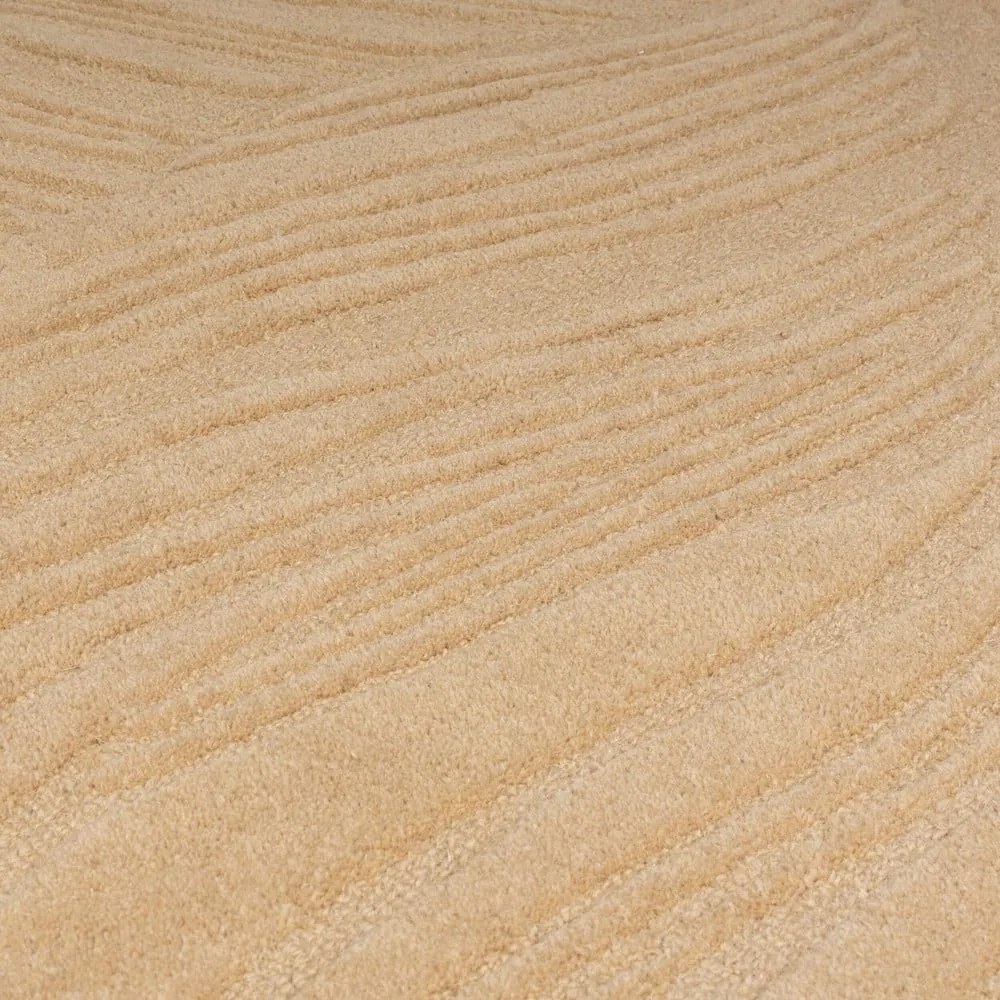 Lino Leaf világosbarna gyapjú szőnyeg, 160 x 230 cm - Flair Rugs