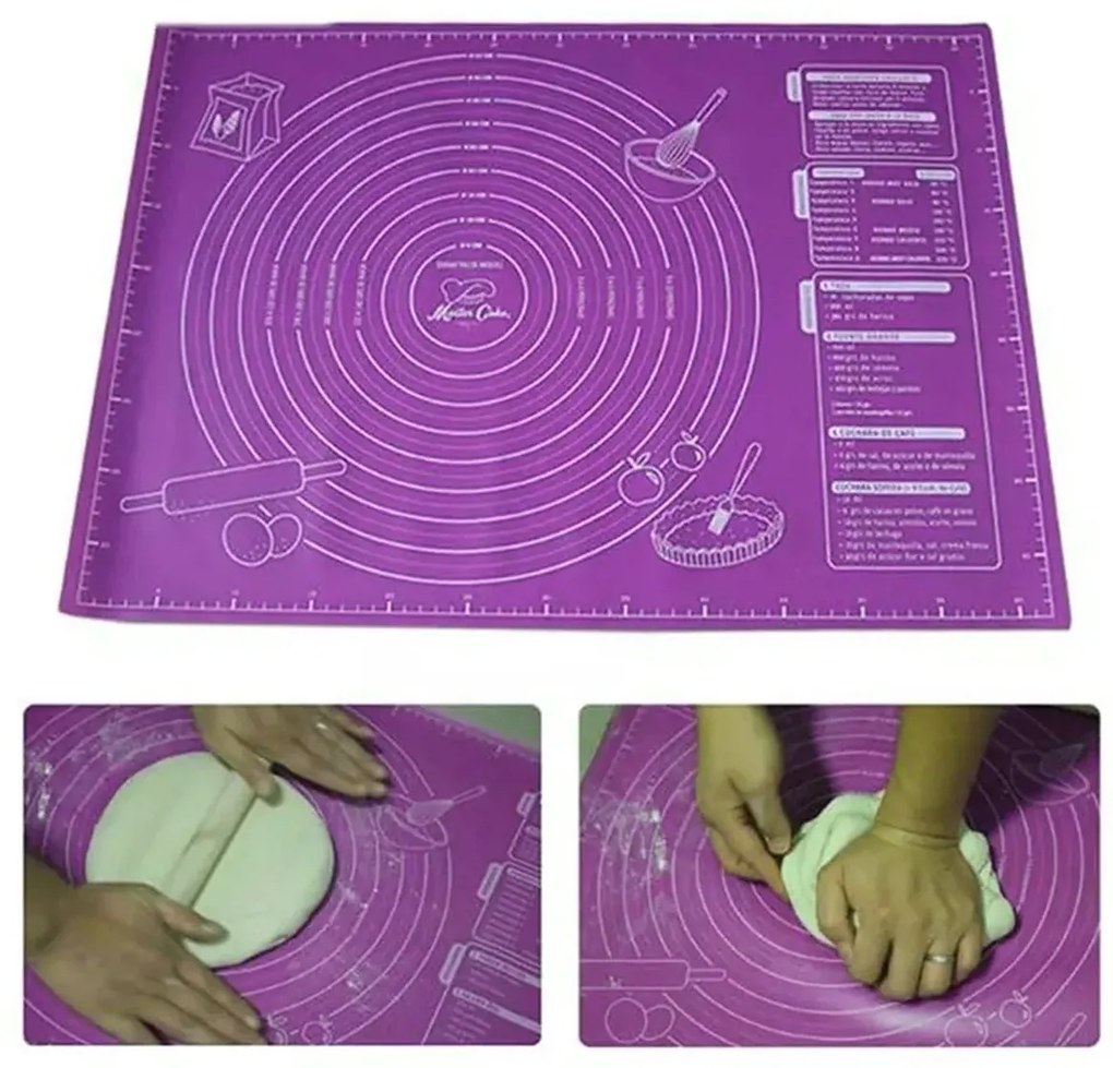 Konyhai szilikon sodródeszka 60 x 46 cm - lila